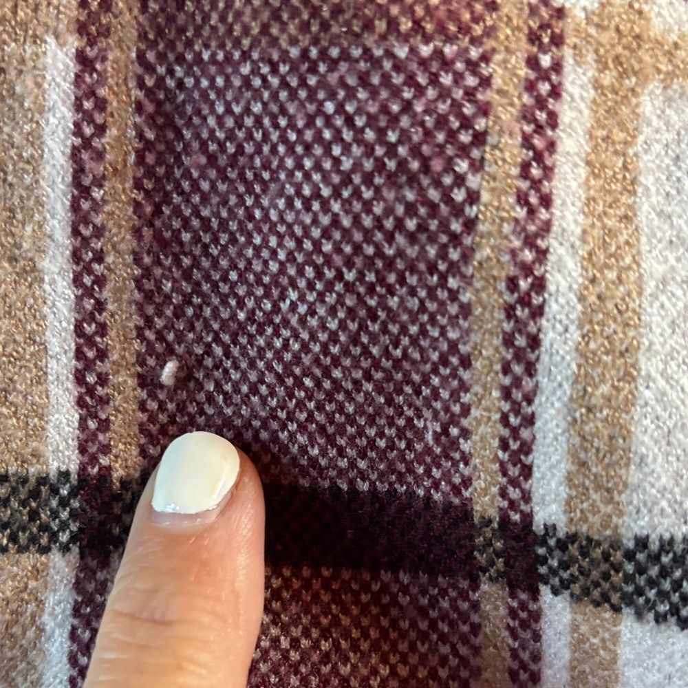 Tahari Burgundy and Cream Plaid Sweater - Picture 5 of 10